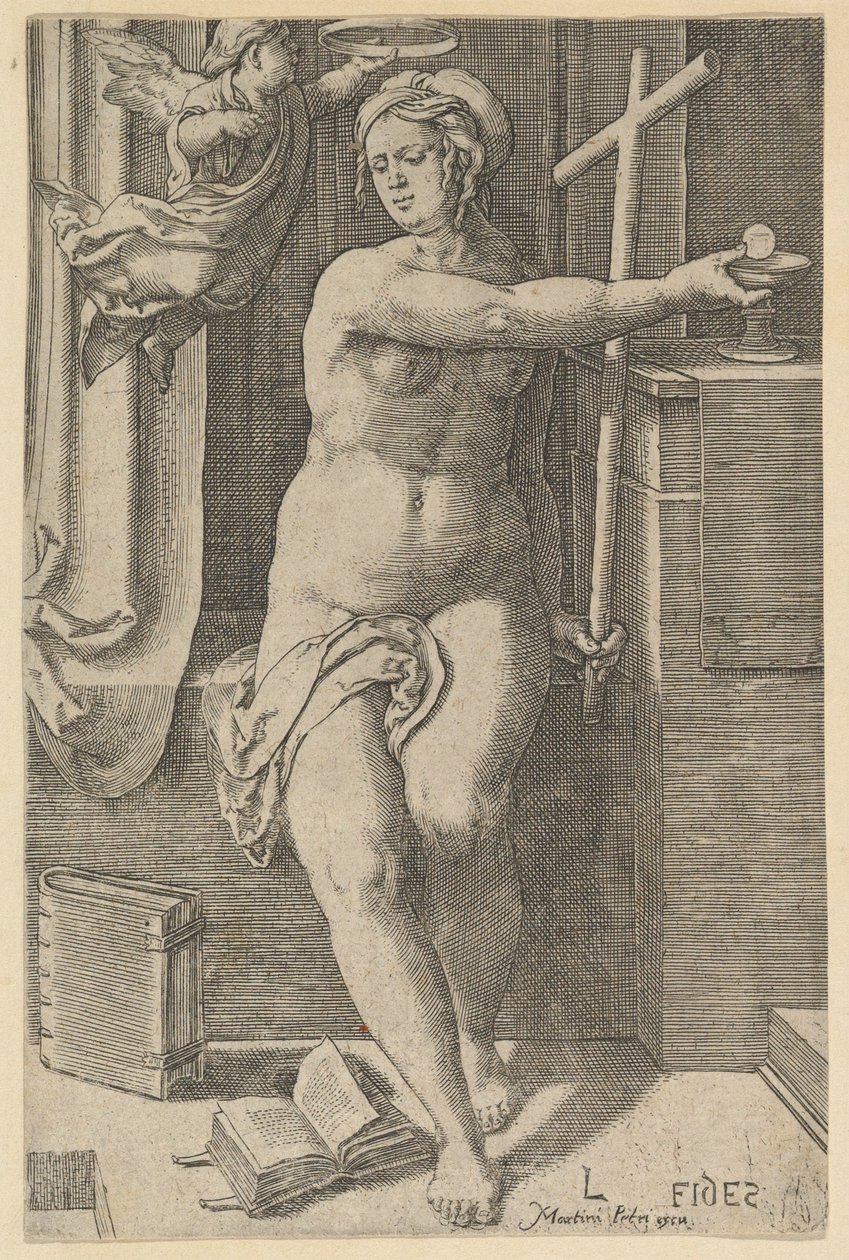 Faith, från serien De sju dygderna, 1530. av Lucas van Leyden