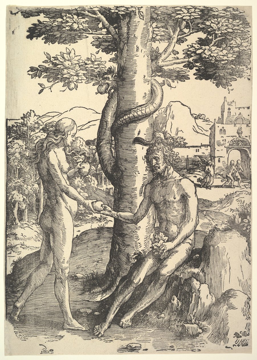 Människans fall, Adam och Eva, ca. 1514. av Lucas van Leyden