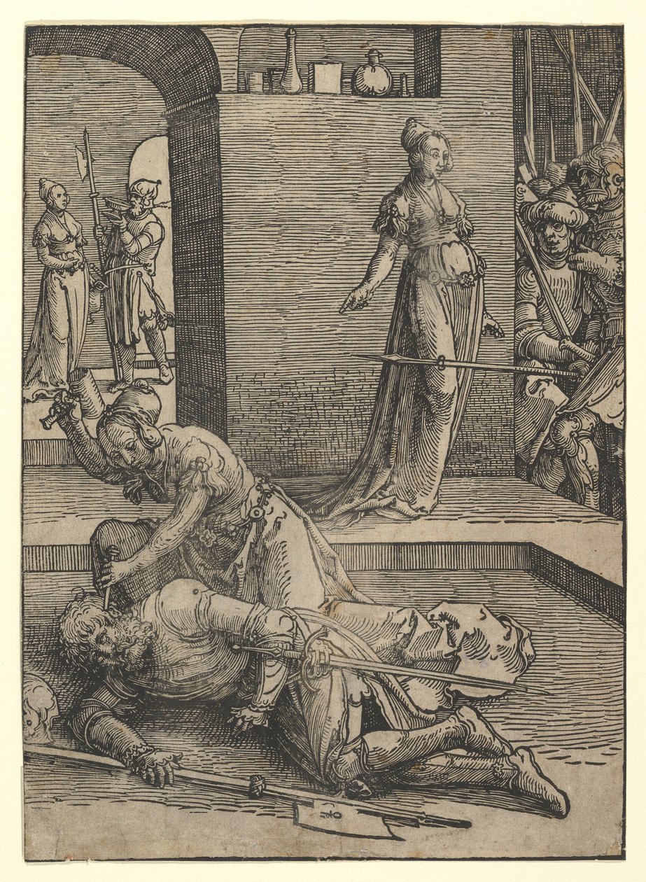 Jael Killing Sisera, utan prydnadsram, 1517. av Lucas van Leyden