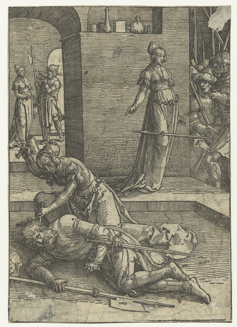 Jael dödar Sisera Liten serie Damlistor (serietitel) av Lucas van Leyden
