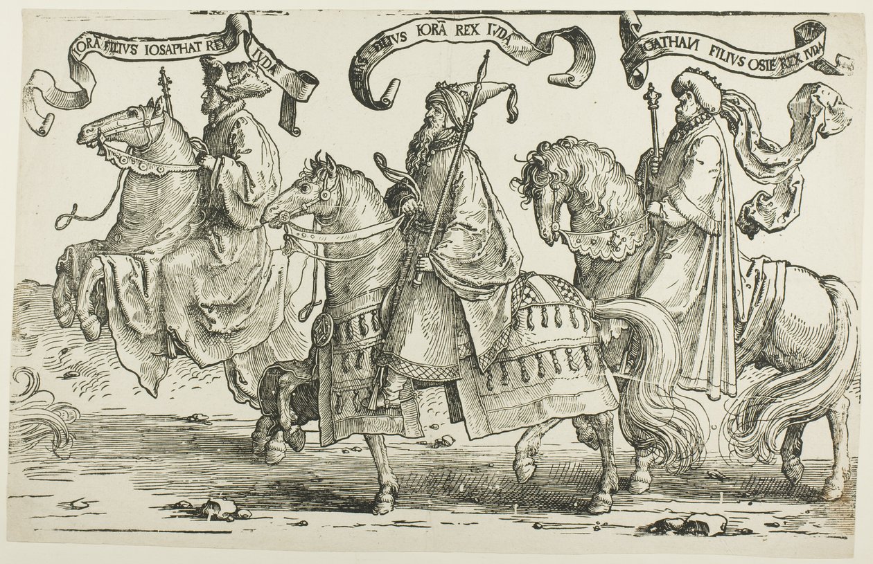 Joram, Ussia, Jotam, tallrik tre, från Israels tolv kungar av Lucas van Leyden