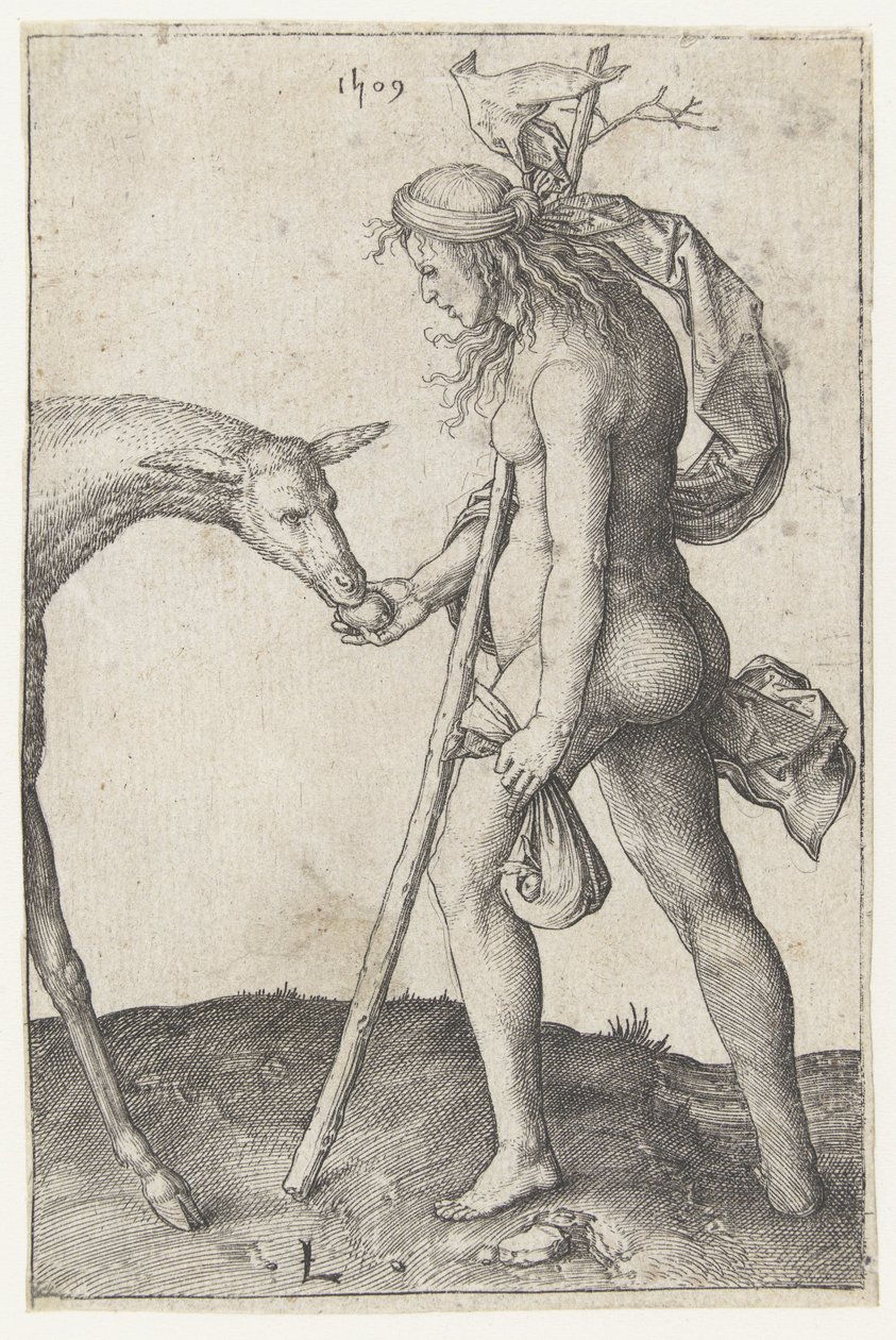 Ung kvinna med doe av Lucas van Leyden