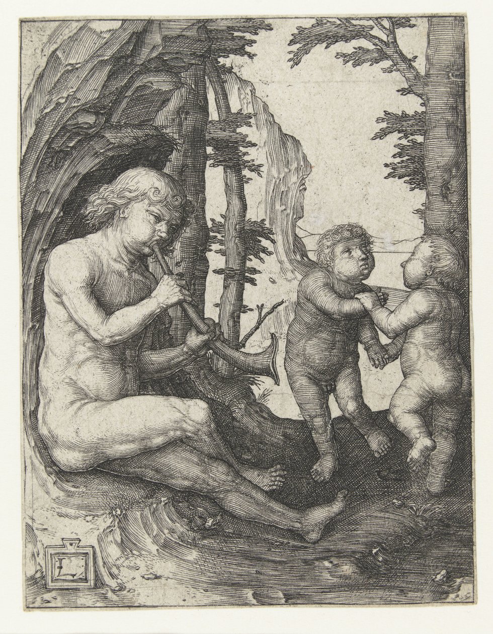 Pojke med blåsinstrument av Lucas van Leyden