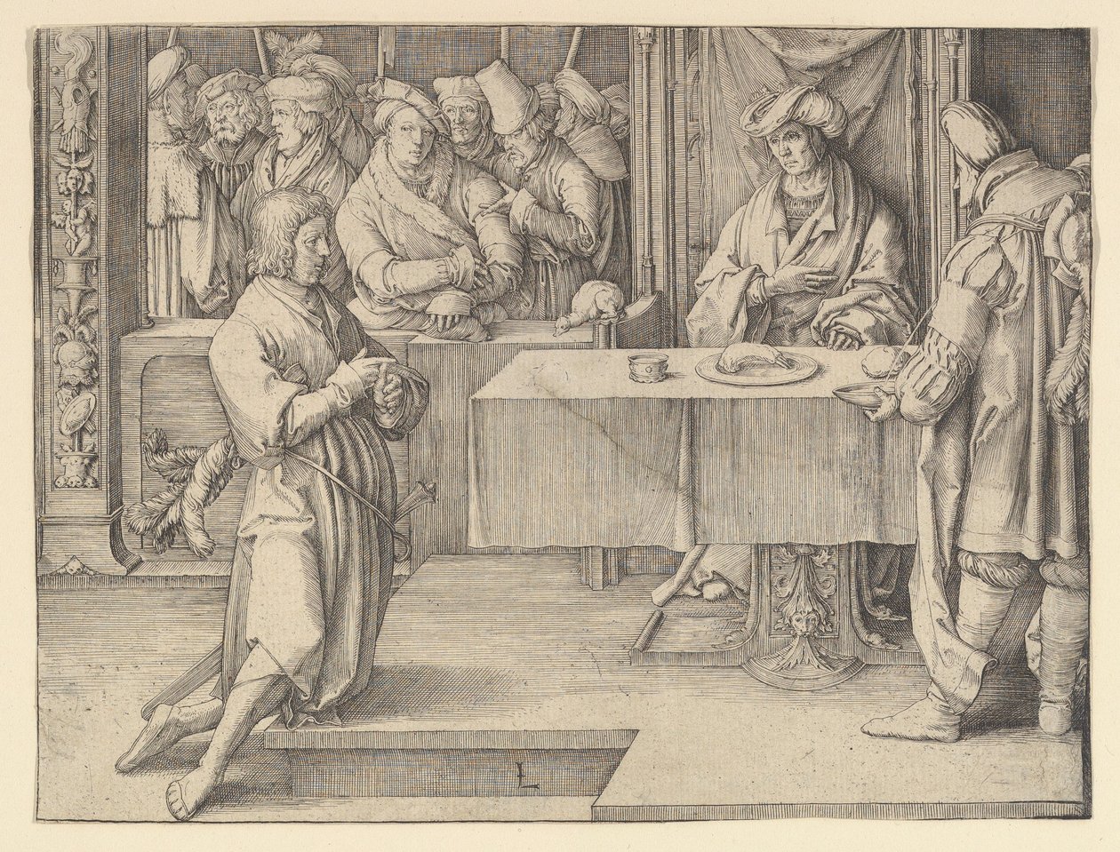 Joseph tolkar faraos drömmar, 1512. av Lucas van Leyden