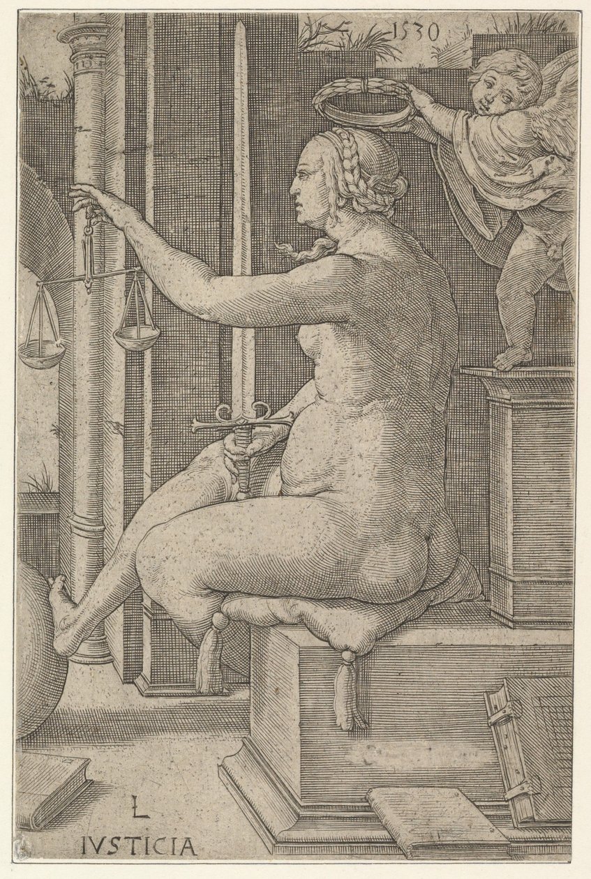 Rättvisa, från serien The Virtues, 1530. av Lucas van Leyden