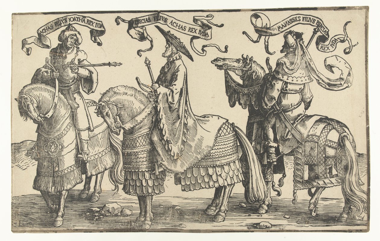 kungarna Ahas, Hiskia och Manasse De tolv kungarna av Israel (serietitel) av Lucas van Leyden