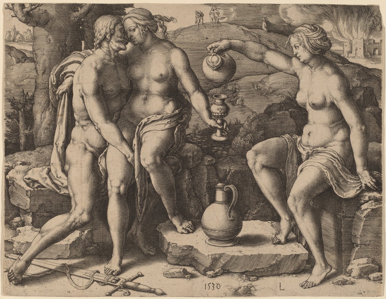 Lot och hans döttrar av Lucas van Leyden