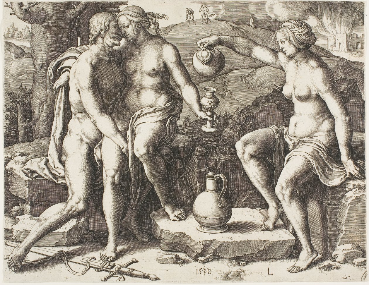 Lot och hans döttrar av Lucas van Leyden