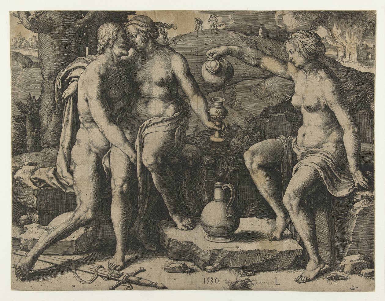 Lot och hans döttrar av Lucas van Leyden