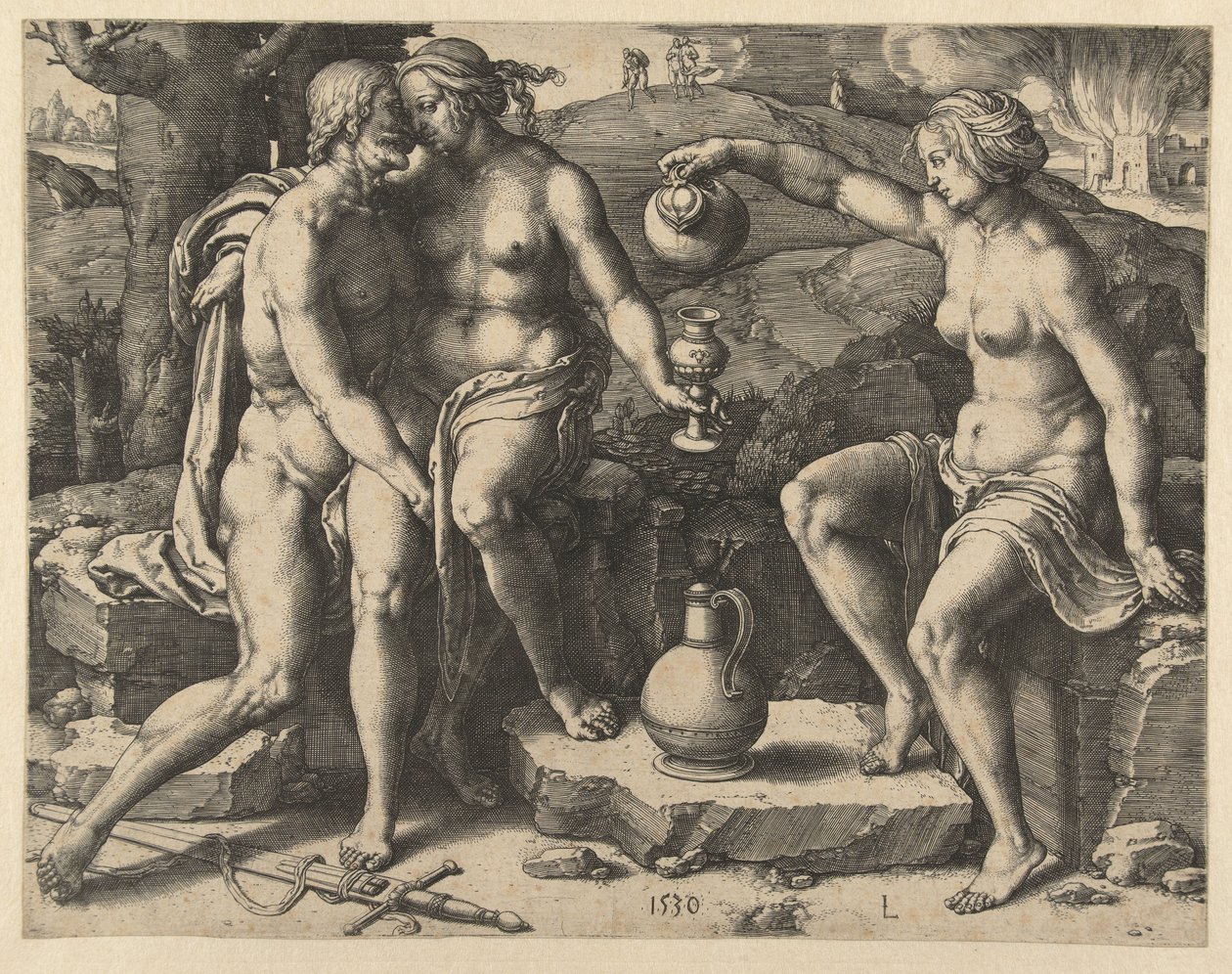 Lot och hans döttrar av Lucas van Leyden