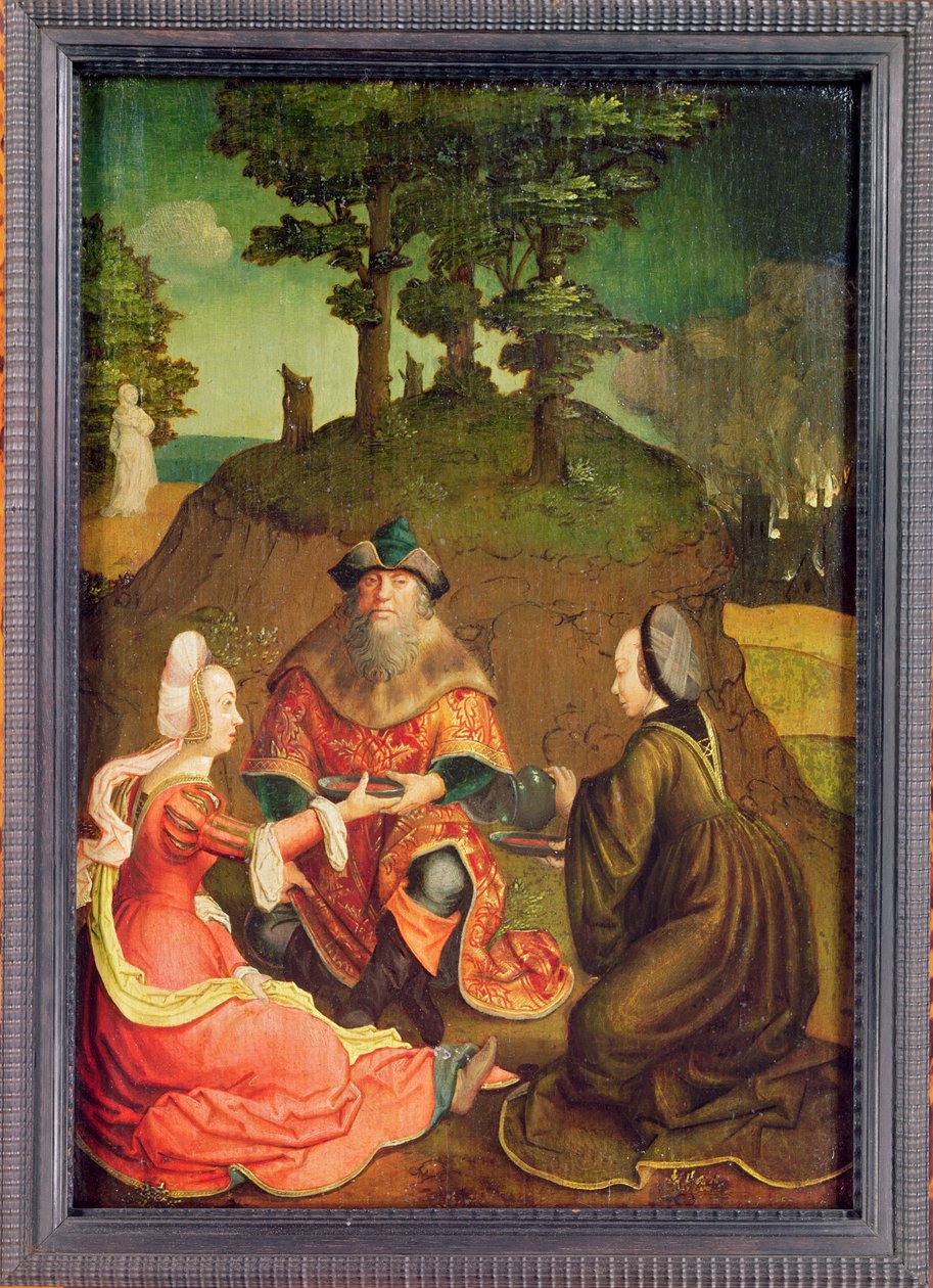 Lots döttrar får sin far att dricka vin, ca 1508-15 (olja på ek) av Lucas van Leyden