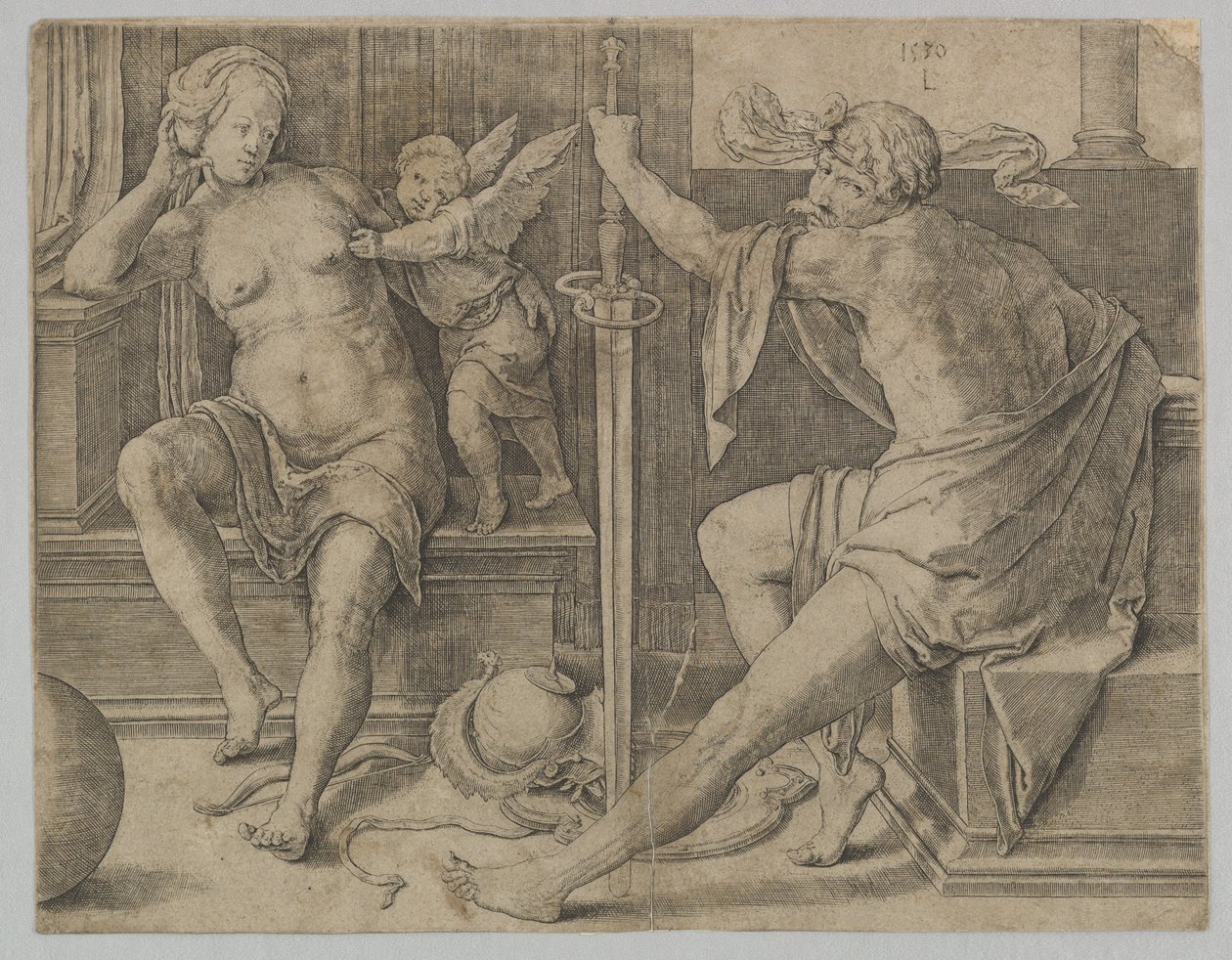 Mars, Venus och Amor, 1530. av Lucas van Leyden