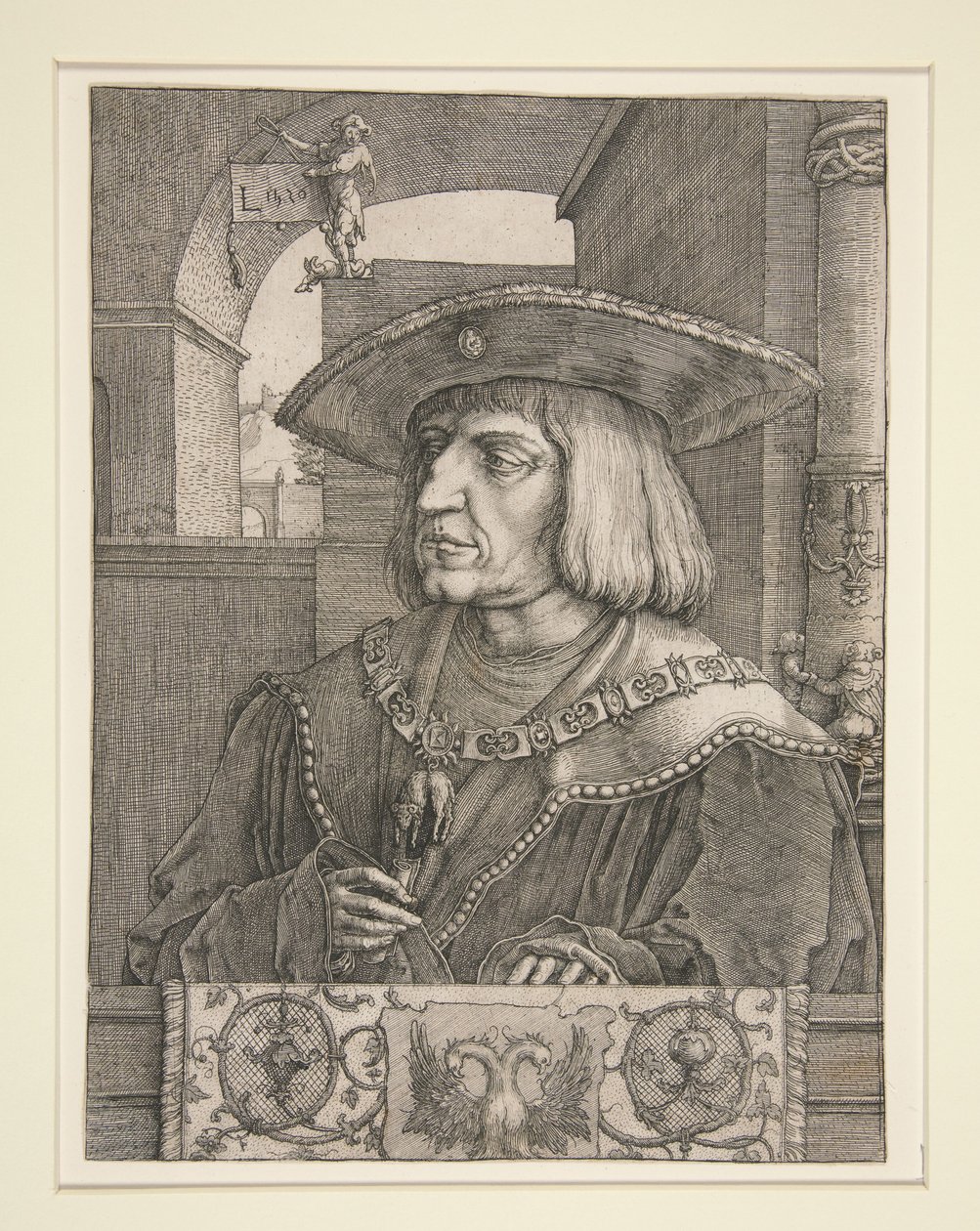Porträtt av kejsar Maximilian I av Lucas van Leyden