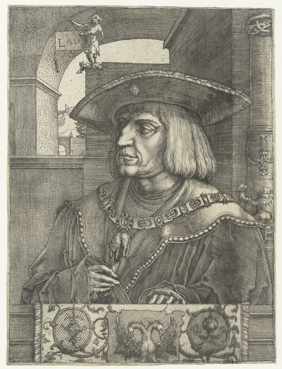 Porträtt av kejsar Maximilian I av Lucas van Leyden