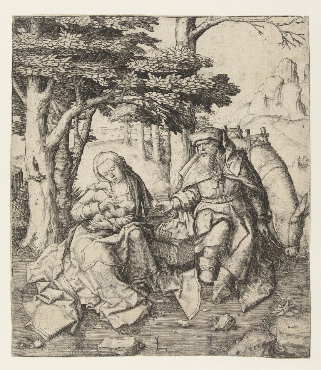 Vila på flykten till Egypten av Lucas van Leyden