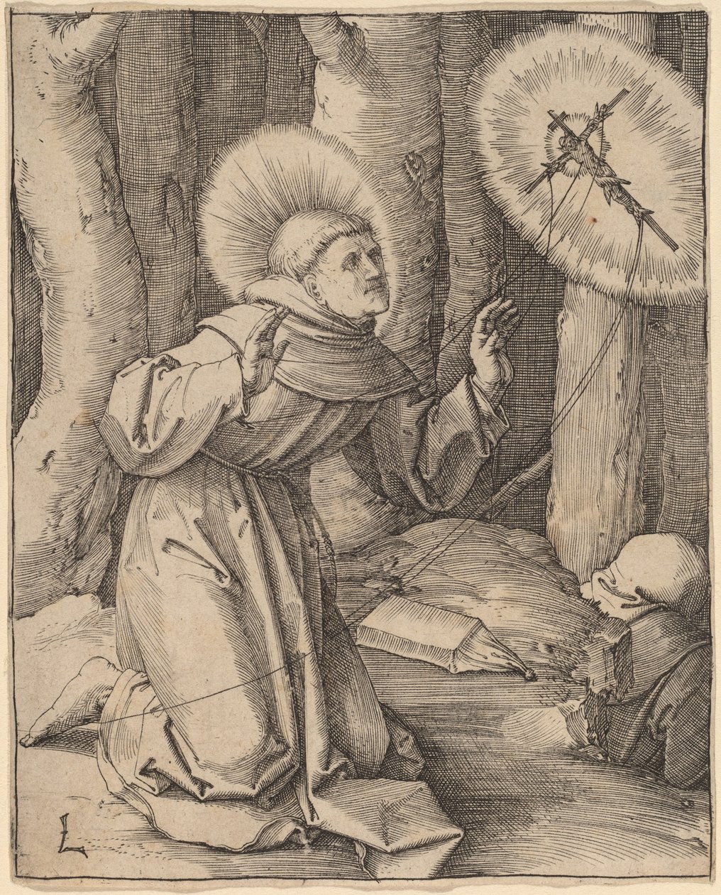 Saint Francis of Assisi tar emot Stigmata av Lucas van Leyden