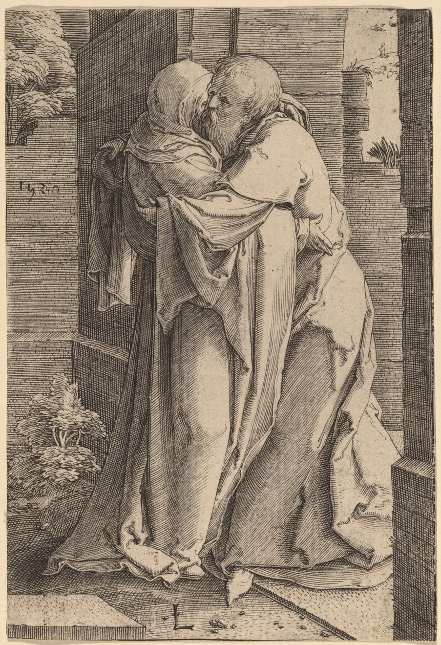 Sankt Joachim omfamnar Sankta Anna av Lucas van Leyden