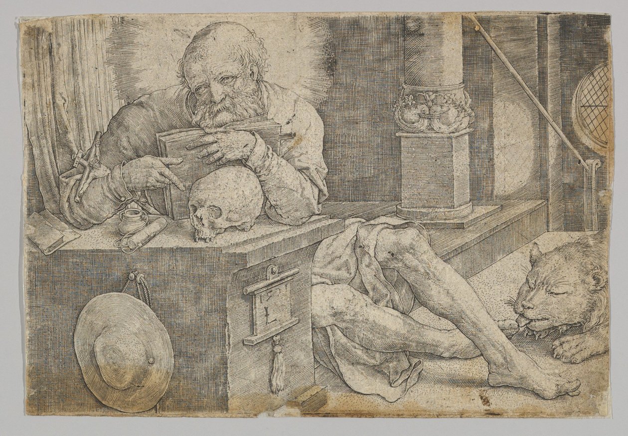 Sankt Hieronymus i sin studie av Lucas van Leyden