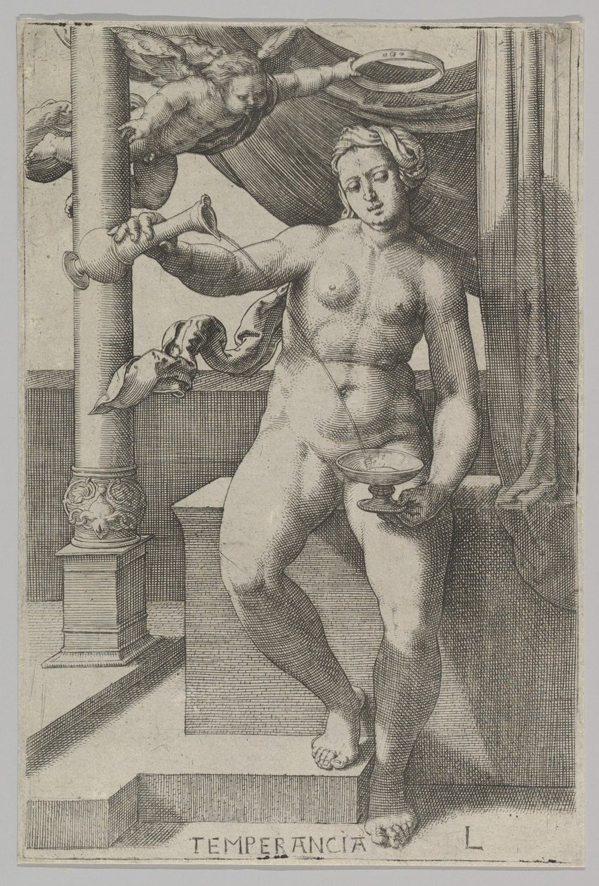 Temperance, från serien The Virtues, 1530. av Lucas van Leyden