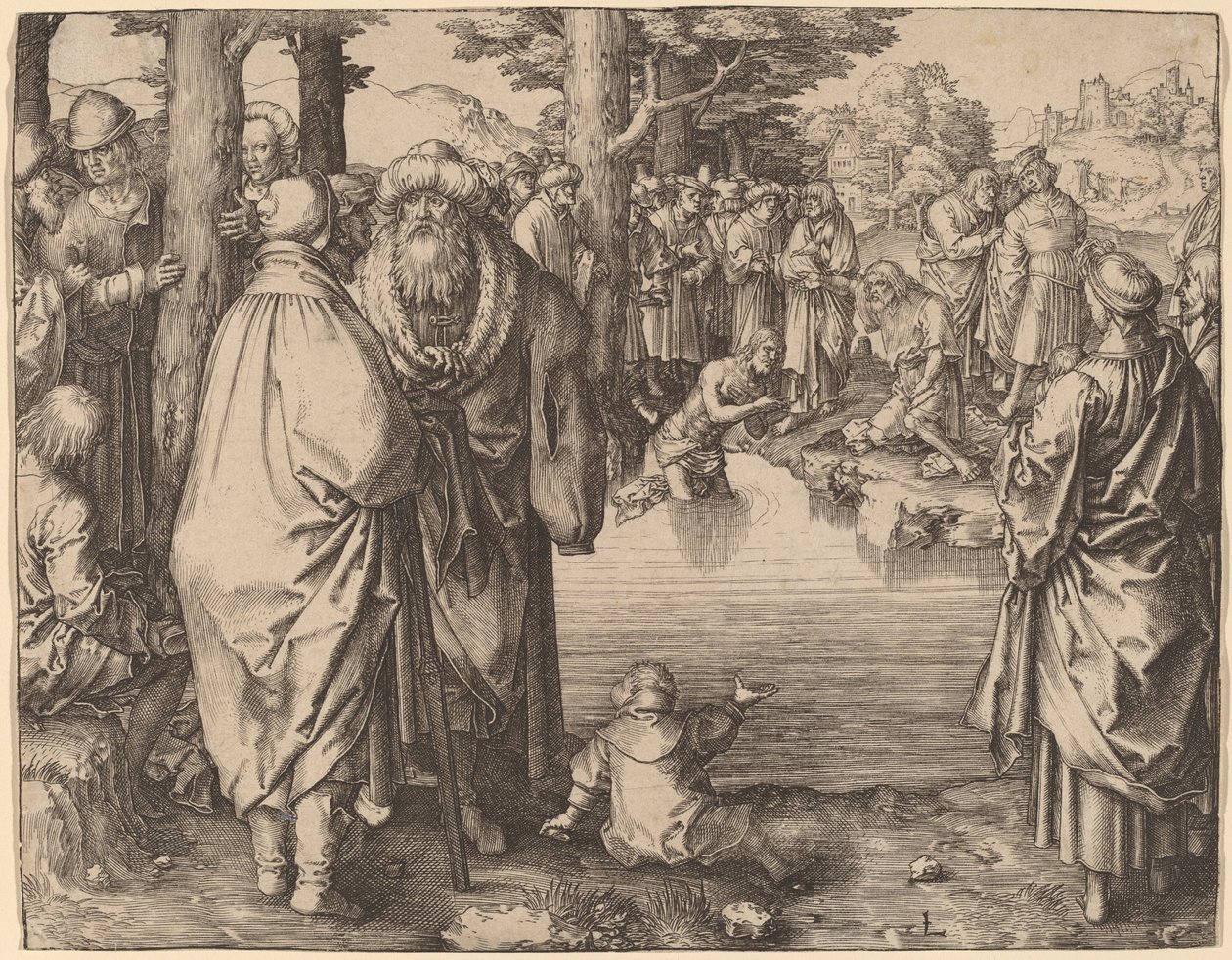 Kristi dop i Jordan av Lucas van Leyden