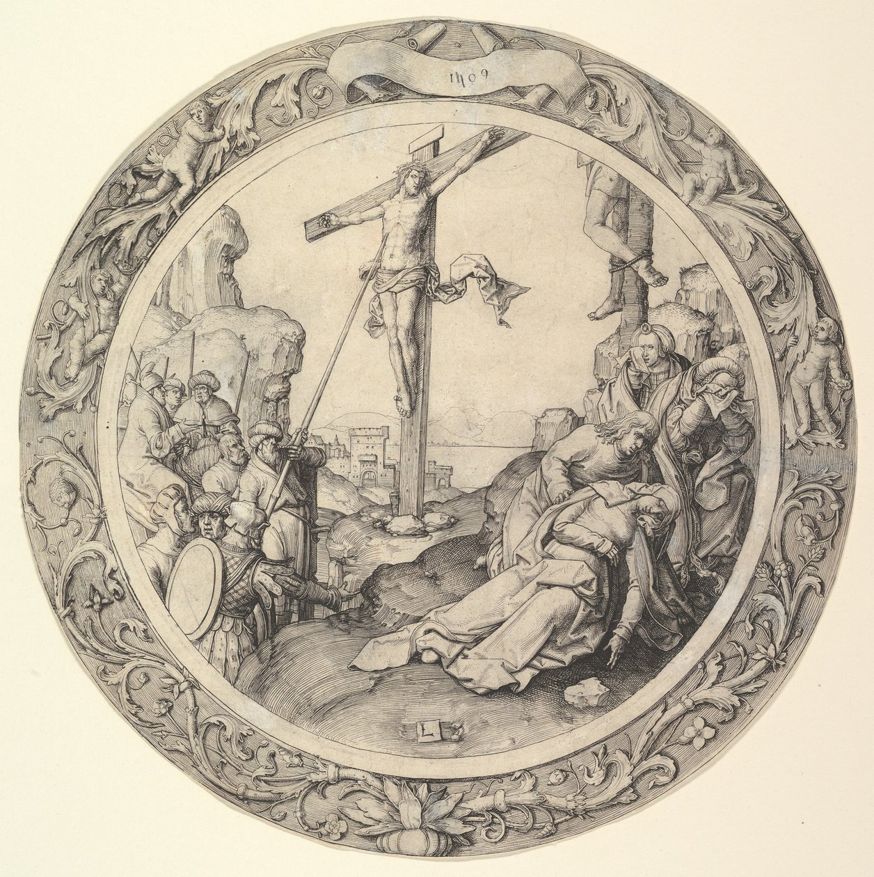 Korsfästelsen, från Circular Passion, 1509. av Lucas van Leyden