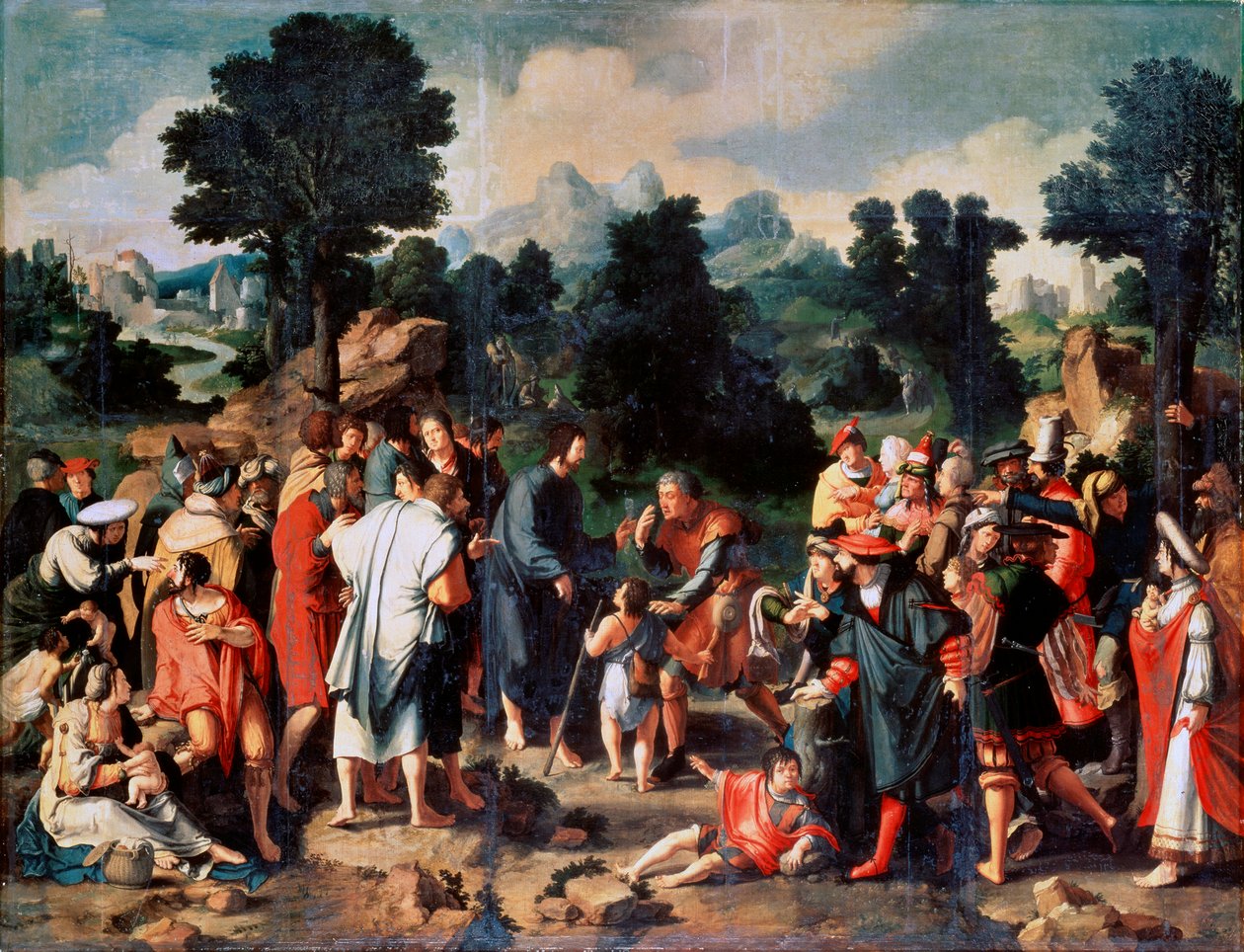 The Healing of Blind Man of Jericho, Central panel, 1531. av Lucas van Leyden