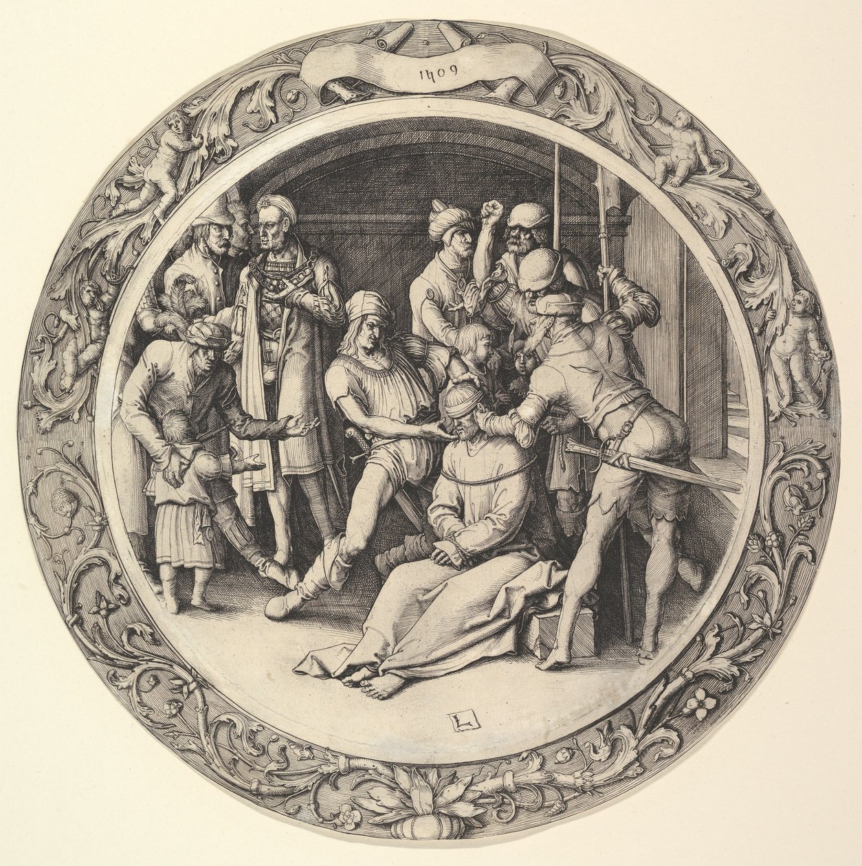 The Mocking of Christ, från Circular Passion, 1509. av Lucas van Leyden