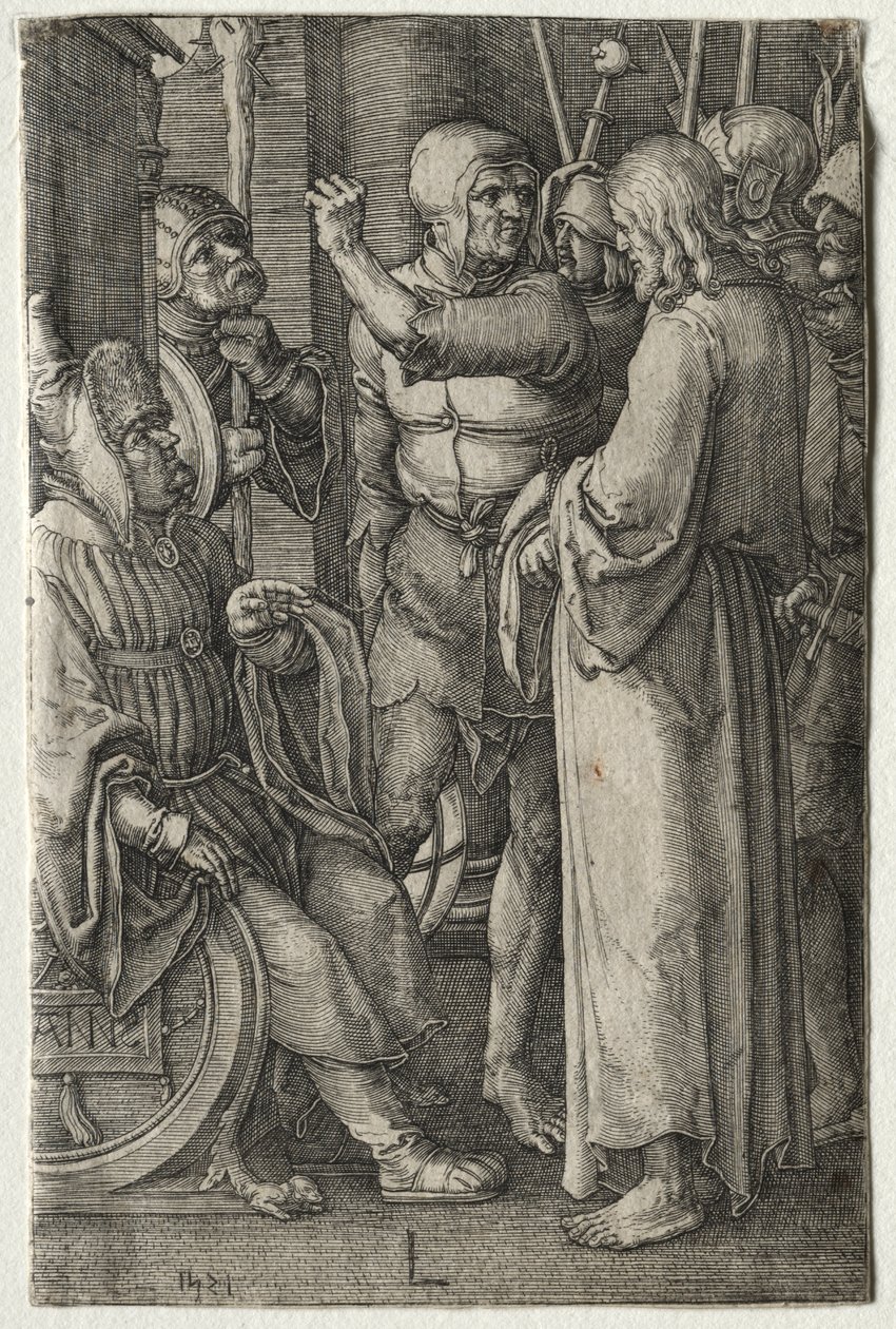 Passionen: Kristus inför översteprästen av Lucas van Leyden