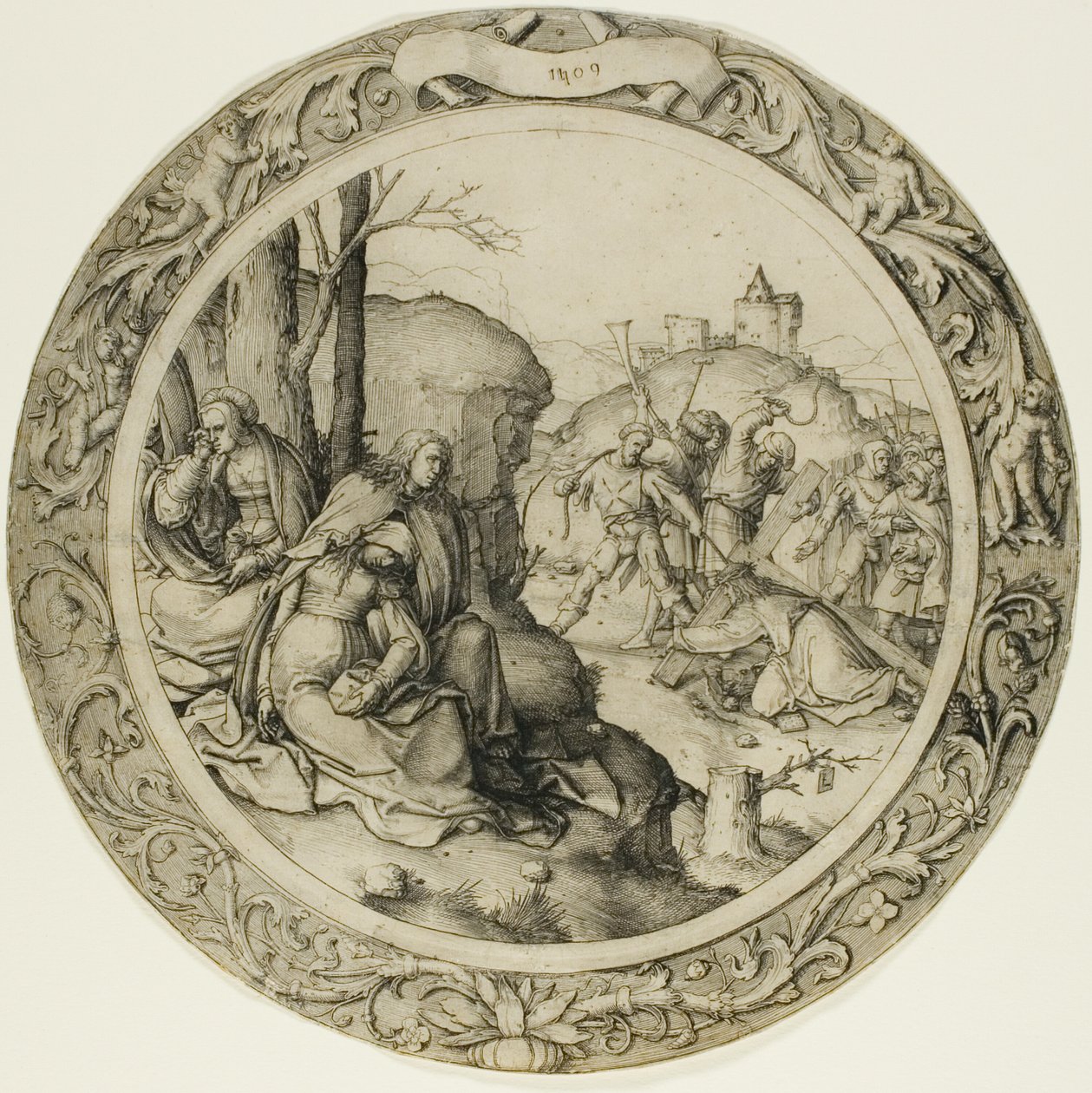 Den runda passionen: Kristus som bär korset av Lucas van Leyden