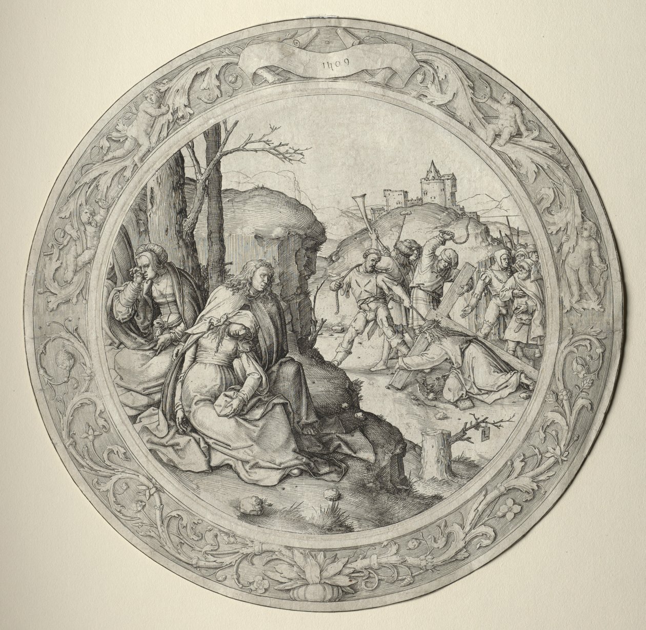 Den runda passionen: Kristus som bär korset av Lucas van Leyden