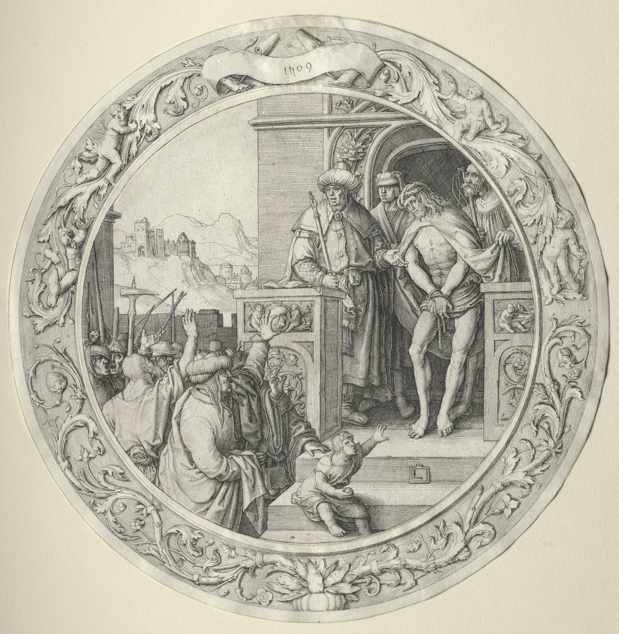 The Round Passion: Kristus presenterad för folket, 1509. av Lucas van Leyden