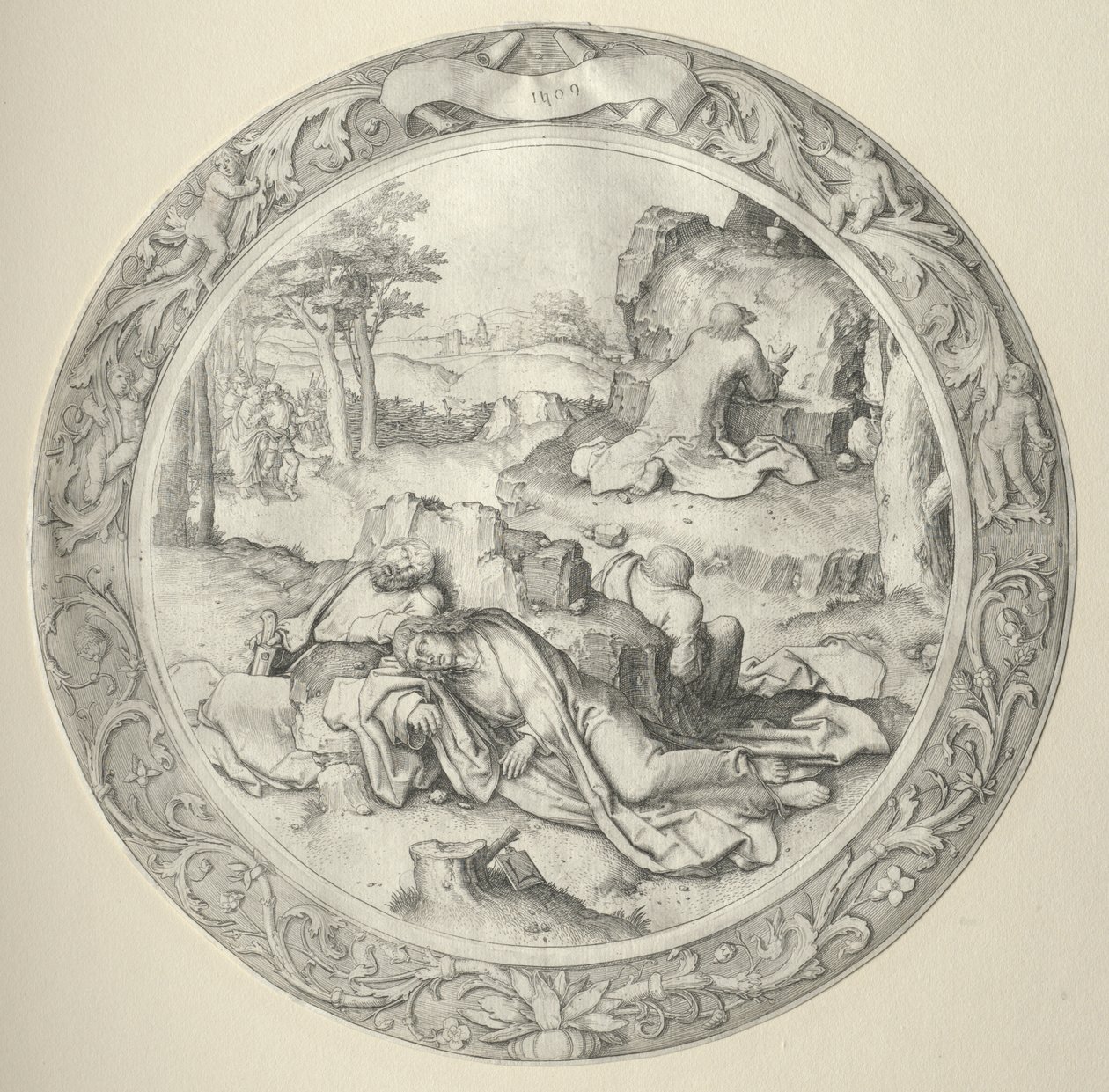 The Round Passion: Kristus i Getsemane (Agony in the Garden) av Lucas van Leyden