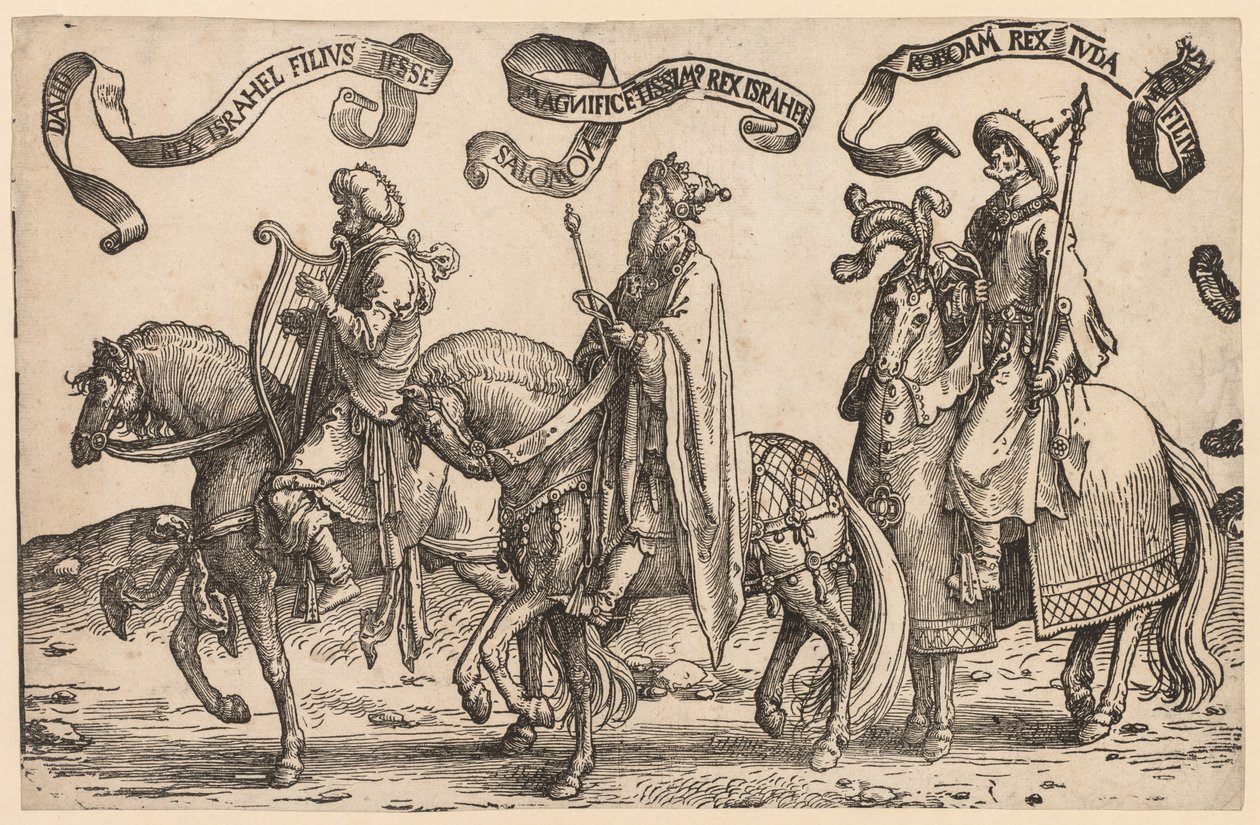 Israels tolv kungar: David, Salomo, Rehabeam, 1515-1517. av Lucas van Leyden