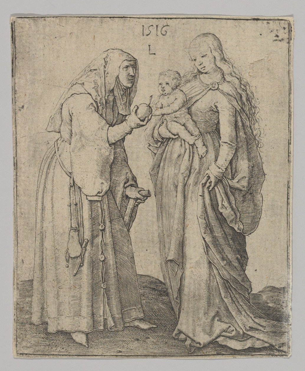 Jungfrun med barn och heliga Anna, 1516. av Lucas van Leyden