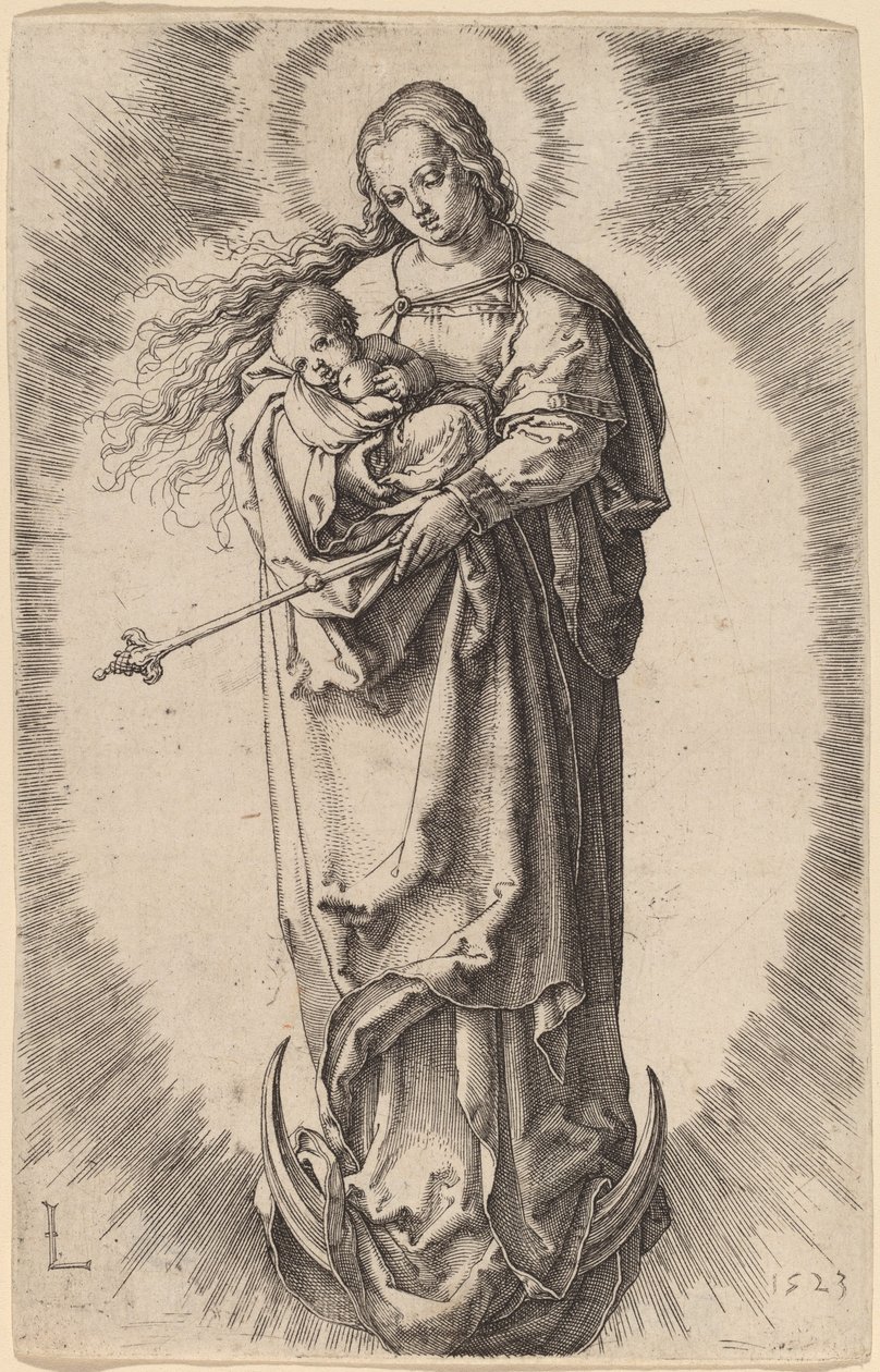 Jungfrun och barnet på halvmånen av Lucas van Leyden