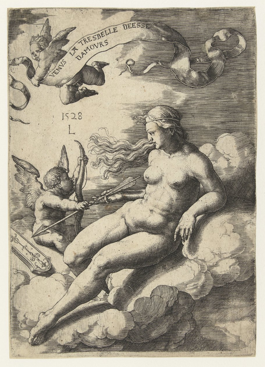 Venus och Amor Venus la tresbelle deese damours (titel på objekt) av Lucas van Leyden