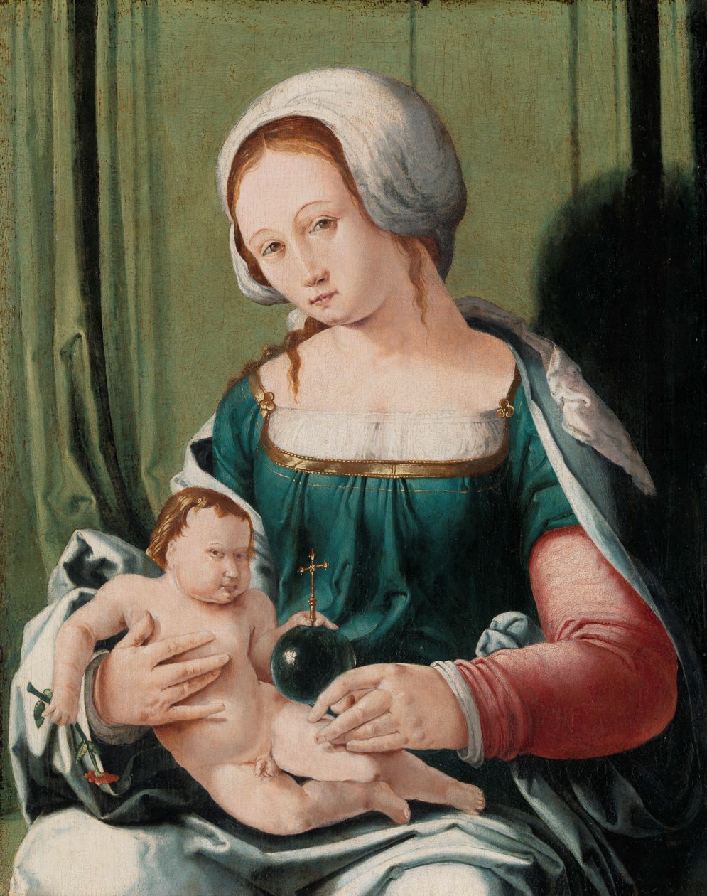 Jungfru och barn, ca 1530 (olja på panel) av Lucas van Leyden