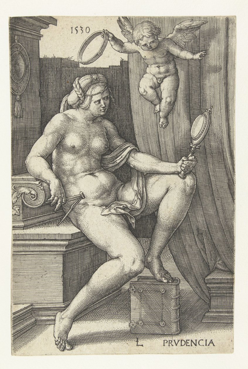 Varning Prudencia (titel på objekt) Seven Virtues (serietitel) av Lucas van Leyden
