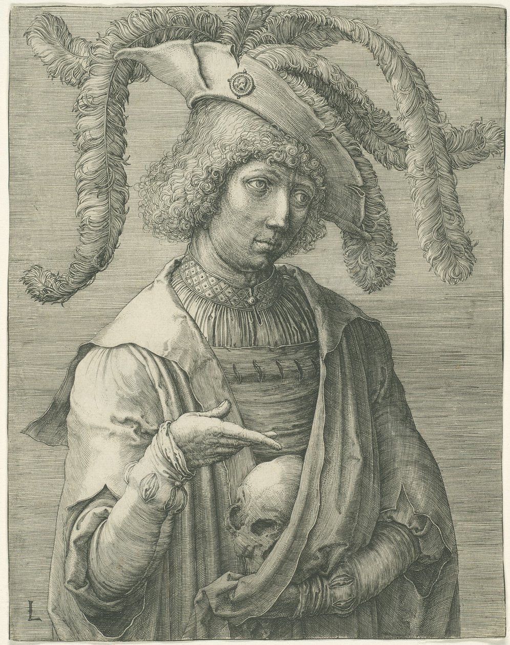 Ung man med en skalle av Lucas van Leyden