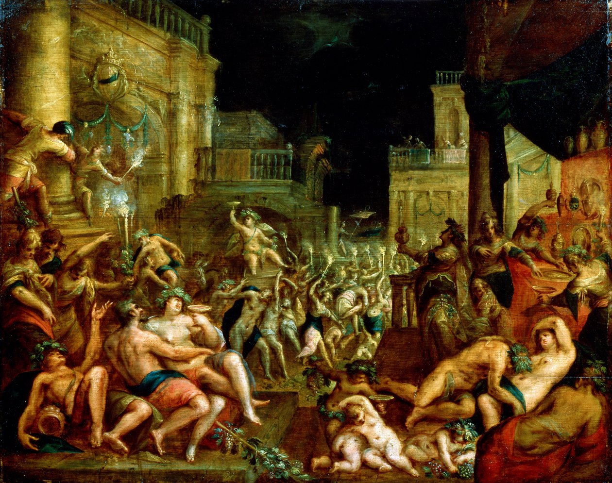 Midas fest till ära av Bacchus och Silenus. c.1500-talet av Lucas van Valckenborch