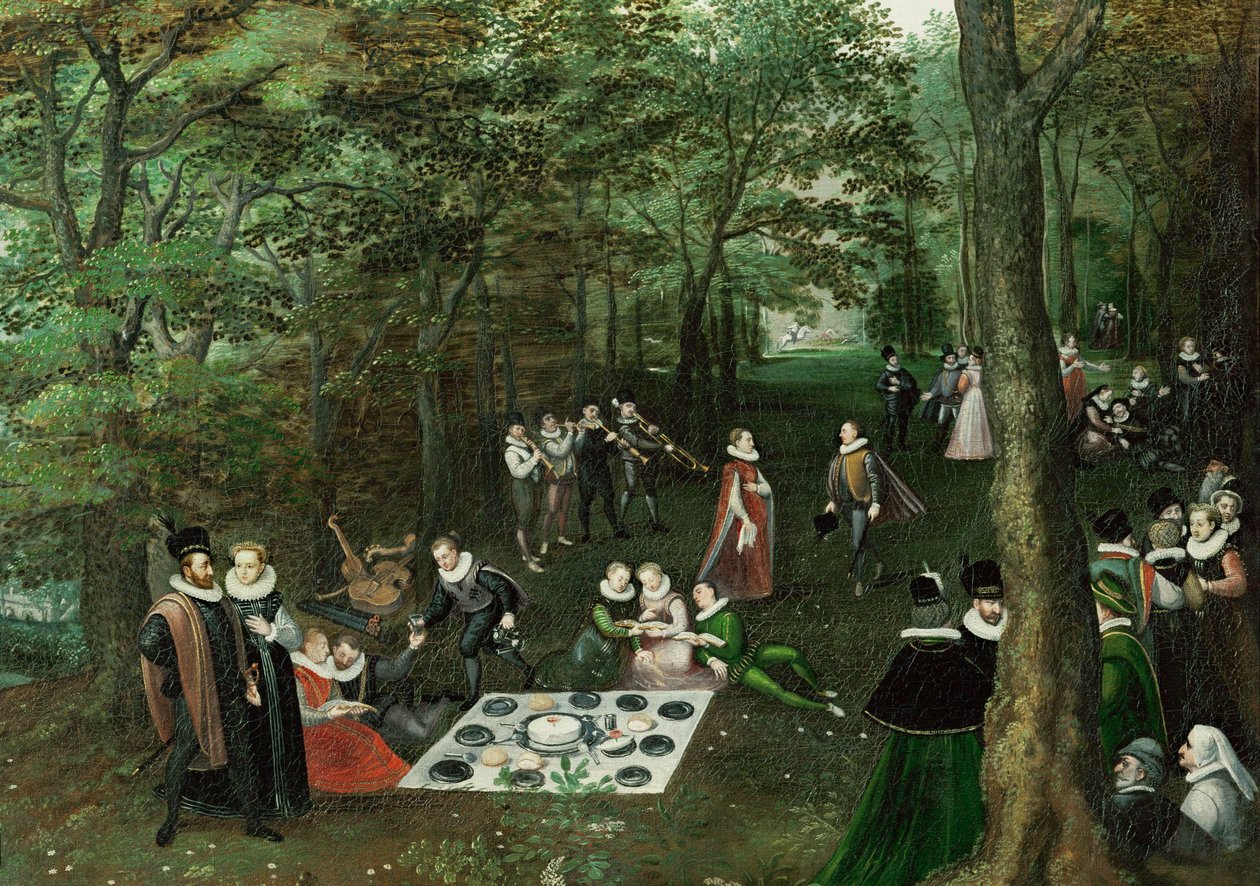 Våren. Picknicken ... (olja på duk) av Lucas van Valckenborch