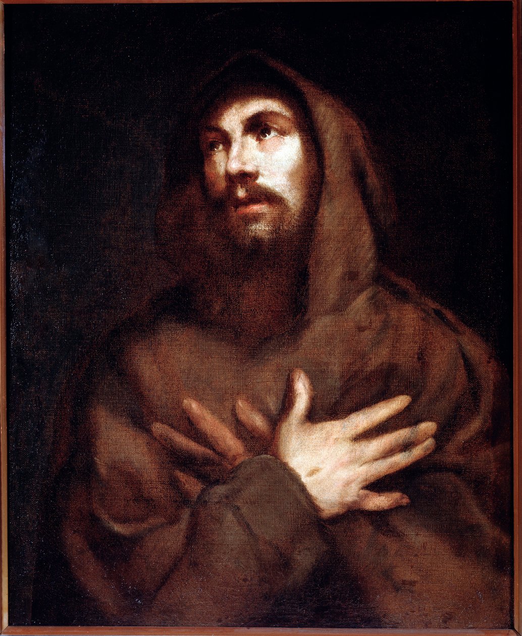 Sankt Franciskus av Assisi målning av Luciano Borzone (1590-1645) av Luciano Borzone