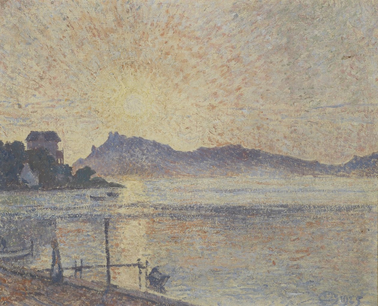 La Pointe de Cougoussa, solnedgång, 1925 av Lucien Pissarro