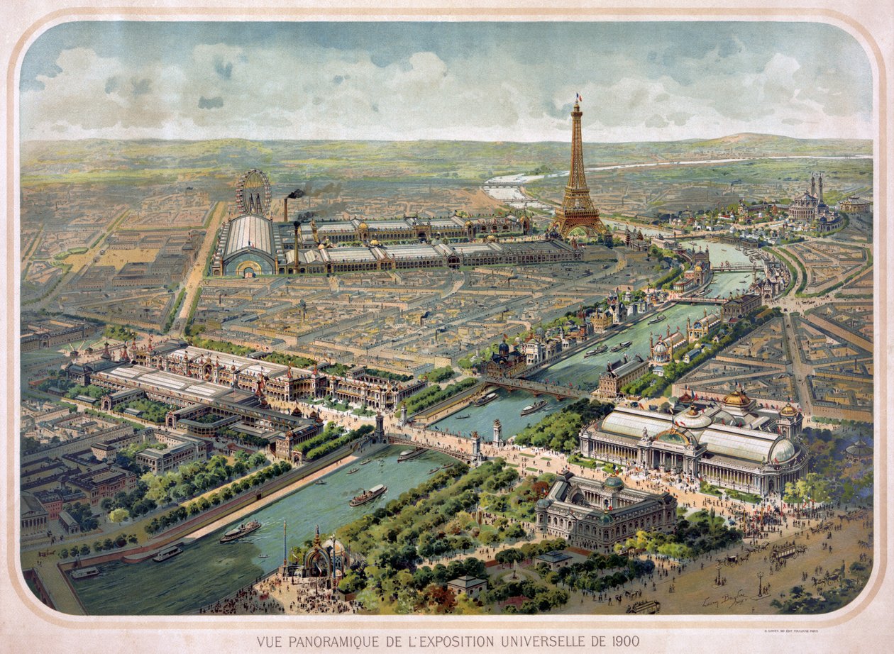 Panoramavy över världsutställningen 1900. av Lucien Baylac