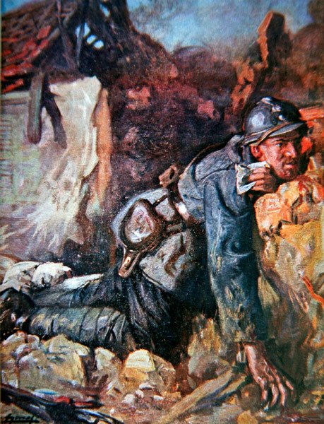 Sårad budbärare i slaget vid Verdun av Lucien Hector Jonas