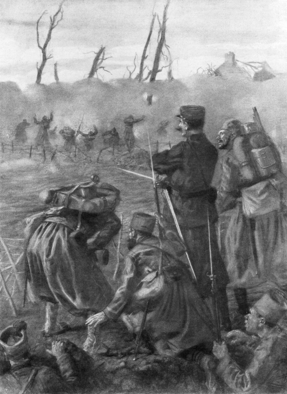En klorgasattack, andra slaget vid Ypres, Belgien, 1915, 1926 av Lucien Jonas