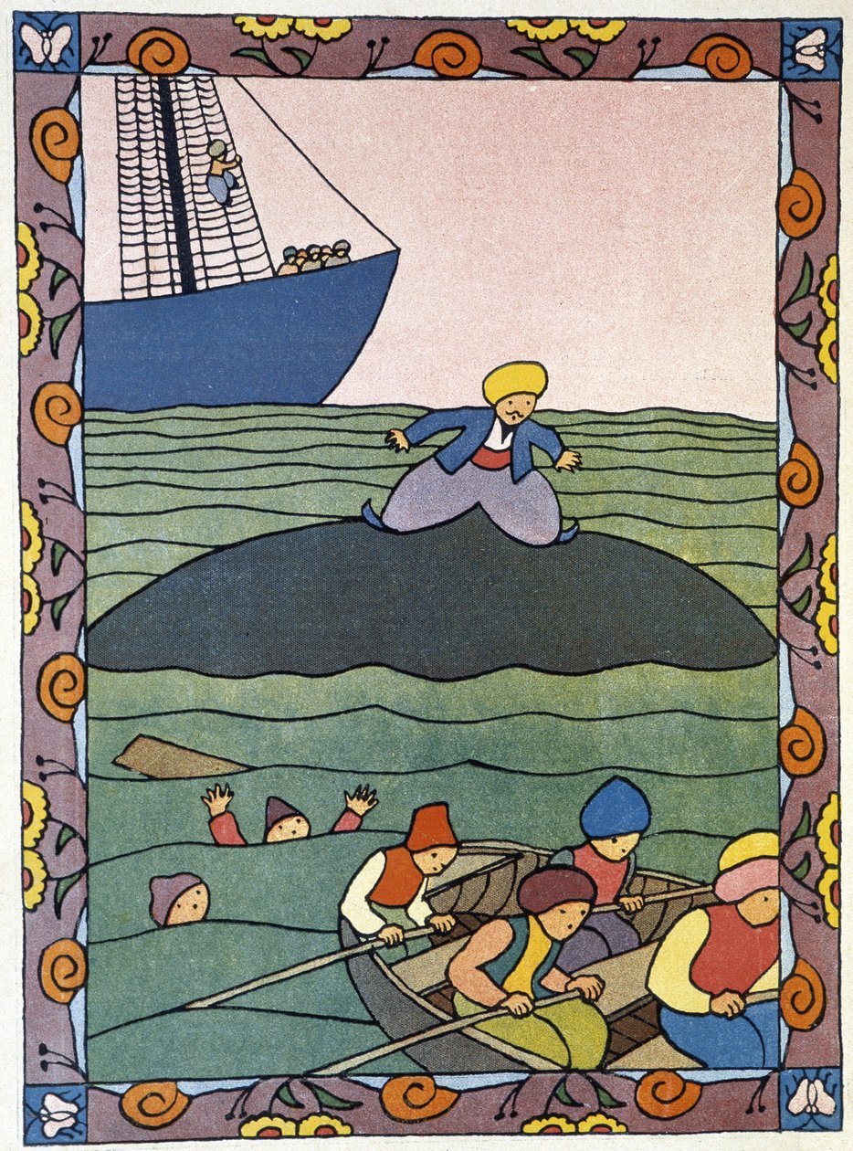 Ön - valen av Sinbad (Sindbad) sjömannen - i "Tusen och en natt" av Lucien Laforge (1889-1952) av Lucien Laforge