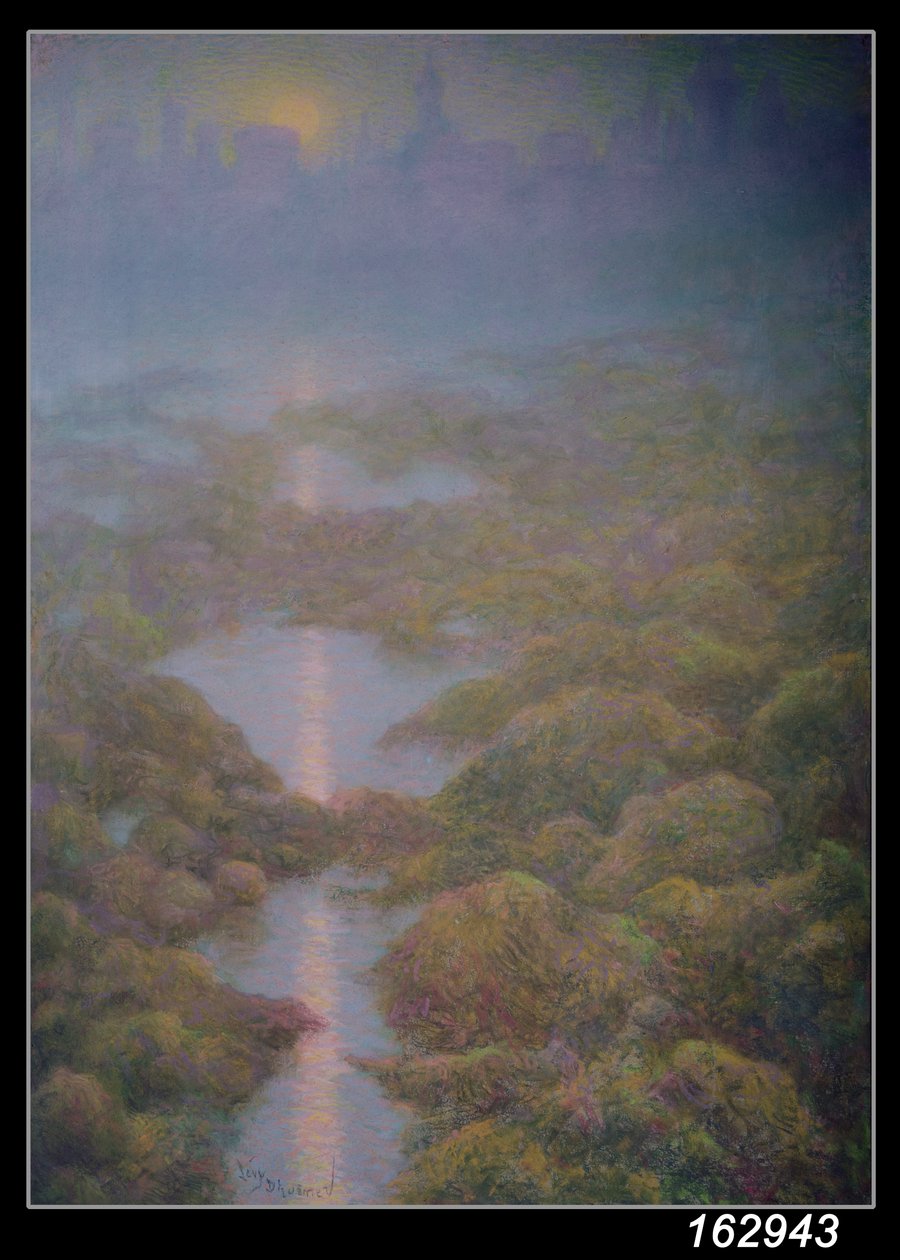 Min mor, Kväll med utsikt över Ys (pastell på papper) av Lucien Levy Dhurmer