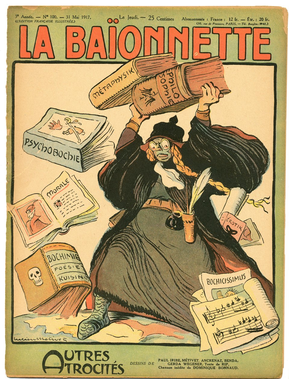 Omslag till ""La Baionnette"", Satirical in Colors av Lucien Metivet