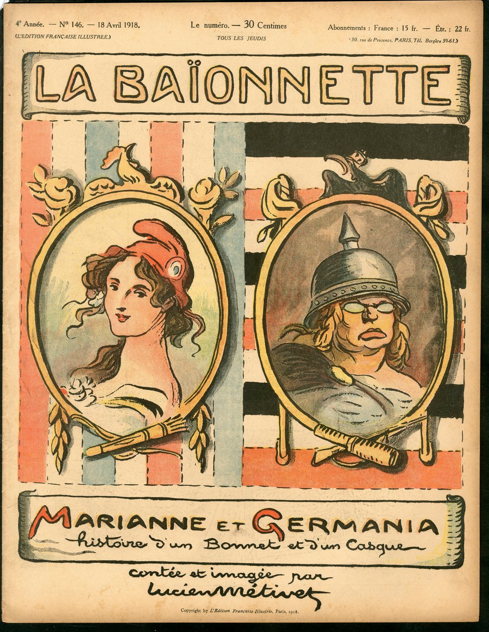 Omslag till "La Baionnette", Satirical in Colors av Lucien Metivet